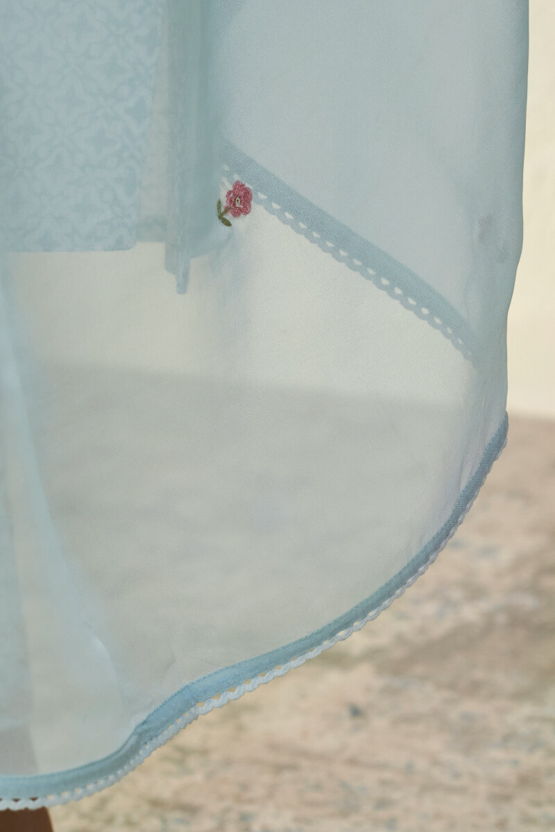 Grey Handcrafted Organza Dupatta