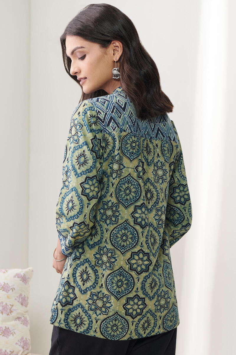 Indigo Hand Block Printed Cotton Top