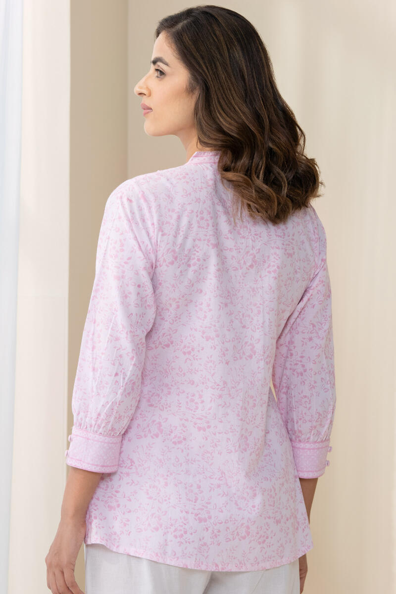 Pink Hand Block Printed Cotton Top