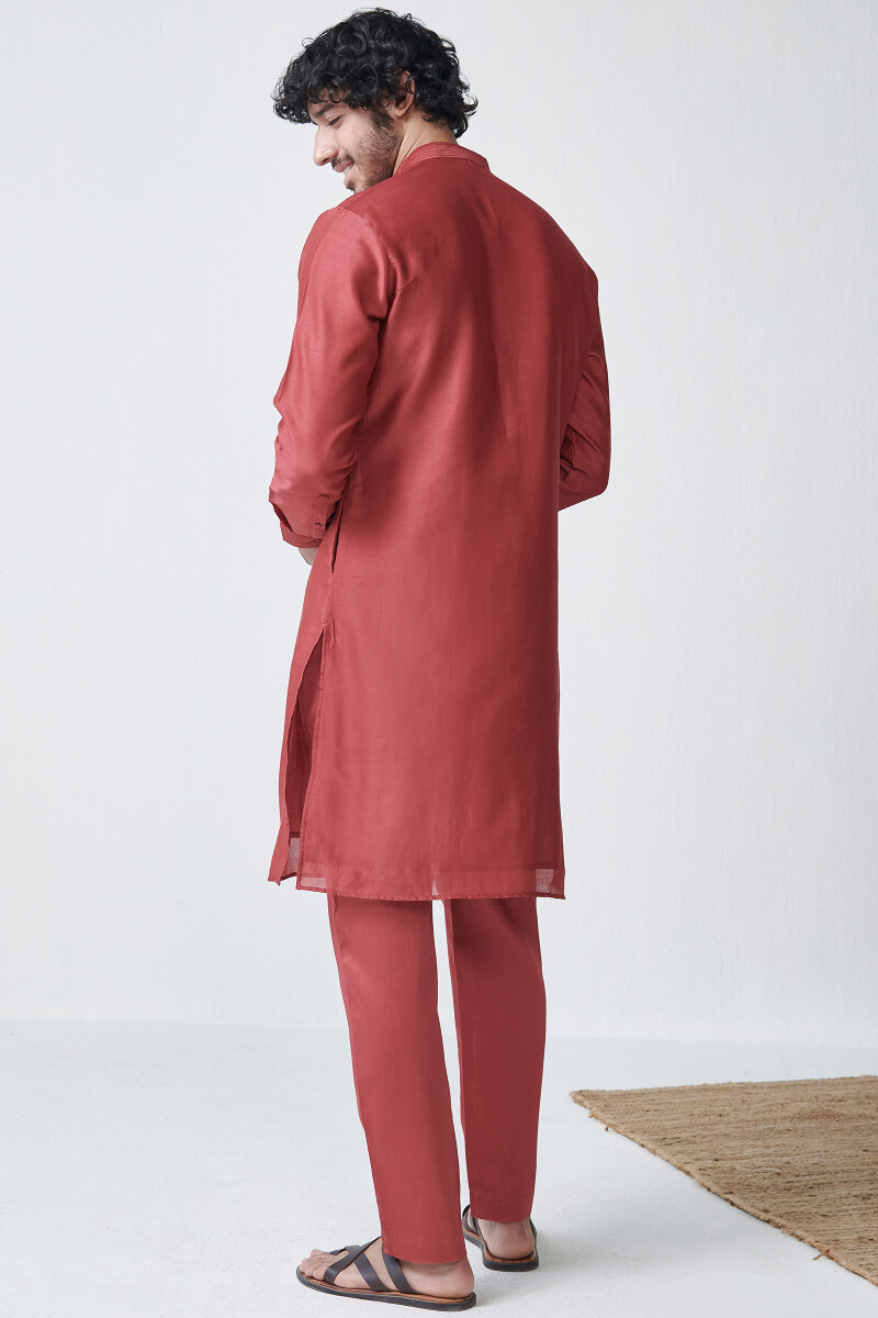 Maroon Handcrafted Chanderi Kurta