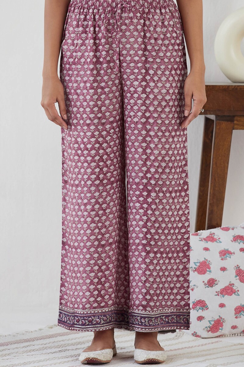 Pink Hand Block Printed Modal Farsi