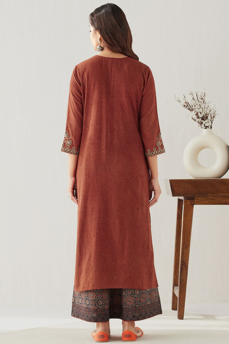 Ajrak Hand Block Printed Straight Cotton Kurta