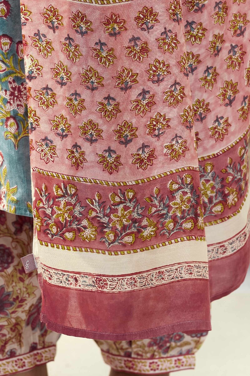 Red Hand Block Printed Silky Modal Dupatta