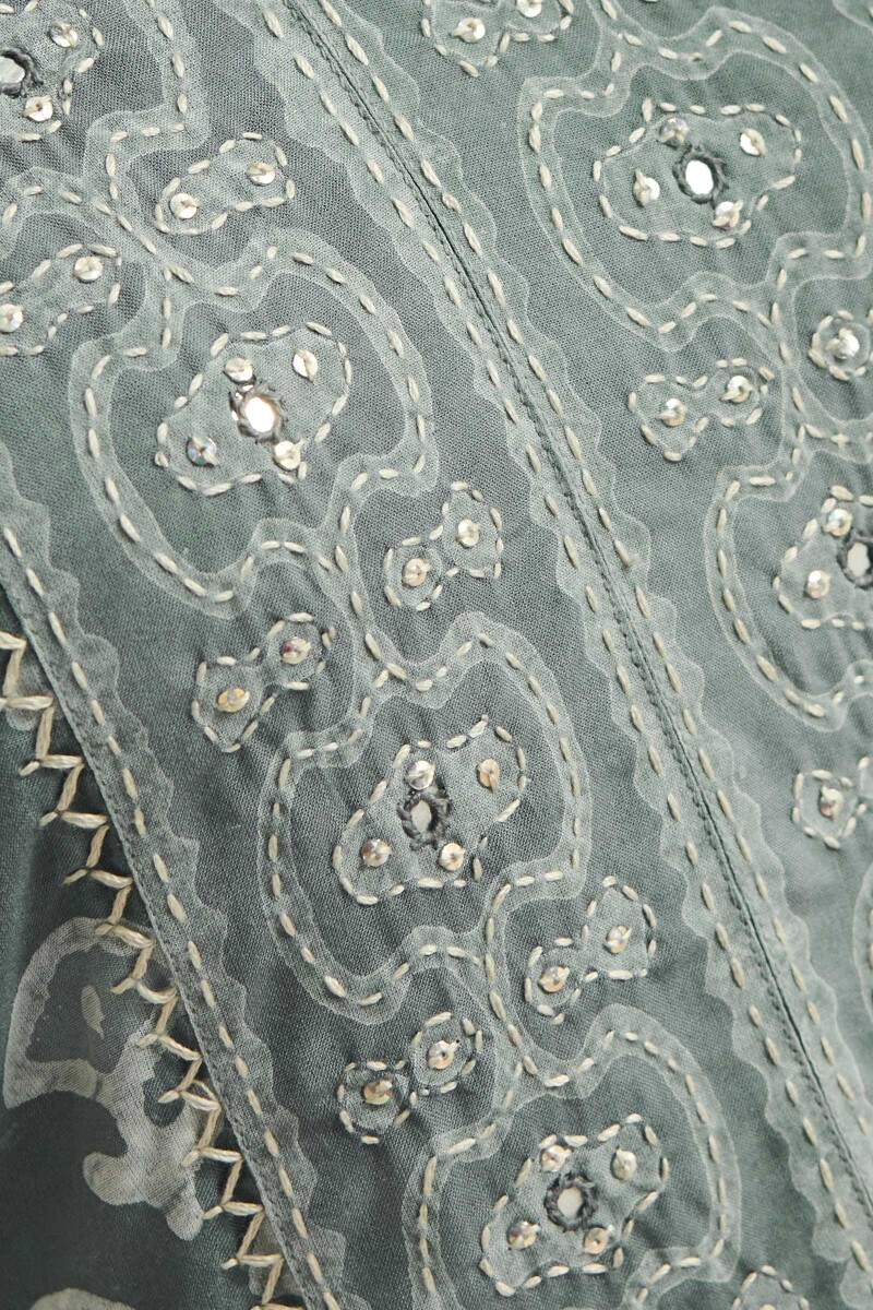 Grey Hand Block Printed Straight Modal Kurta