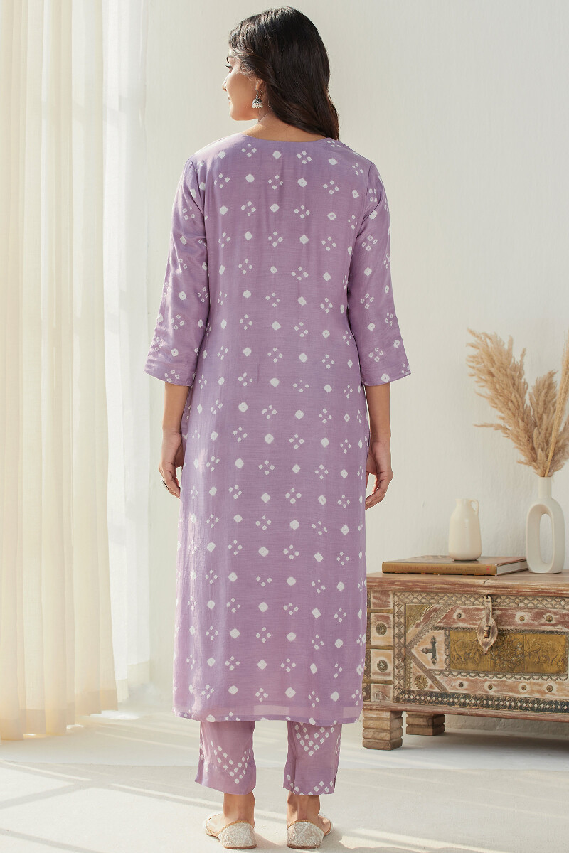 Purple Printed Straight Modal Kurta