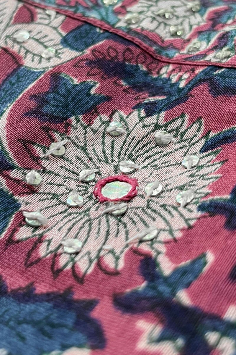 Purple Hand Block Printed Straight Chanderi Kurta