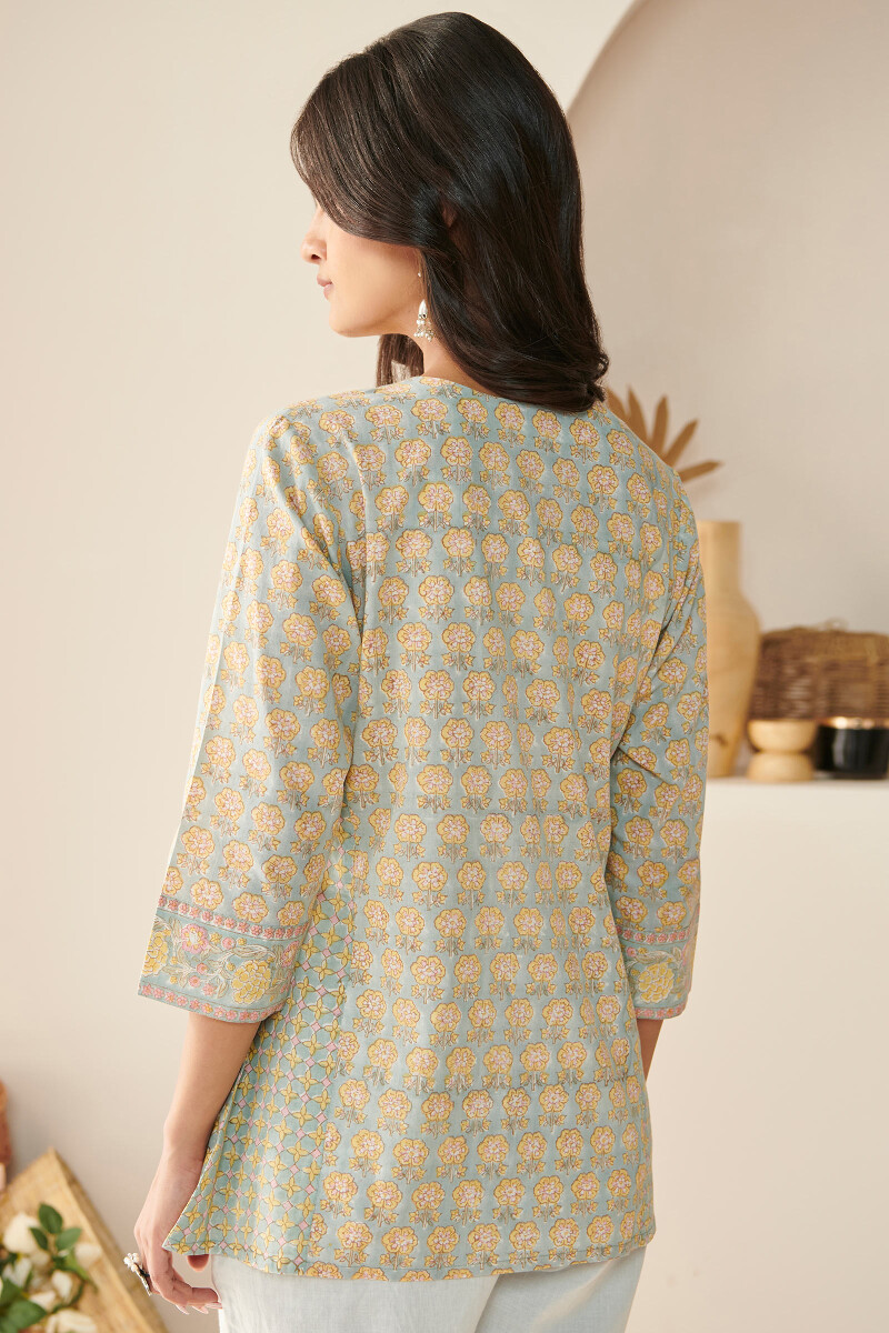 Blue Hand Block Printed Cotton Top