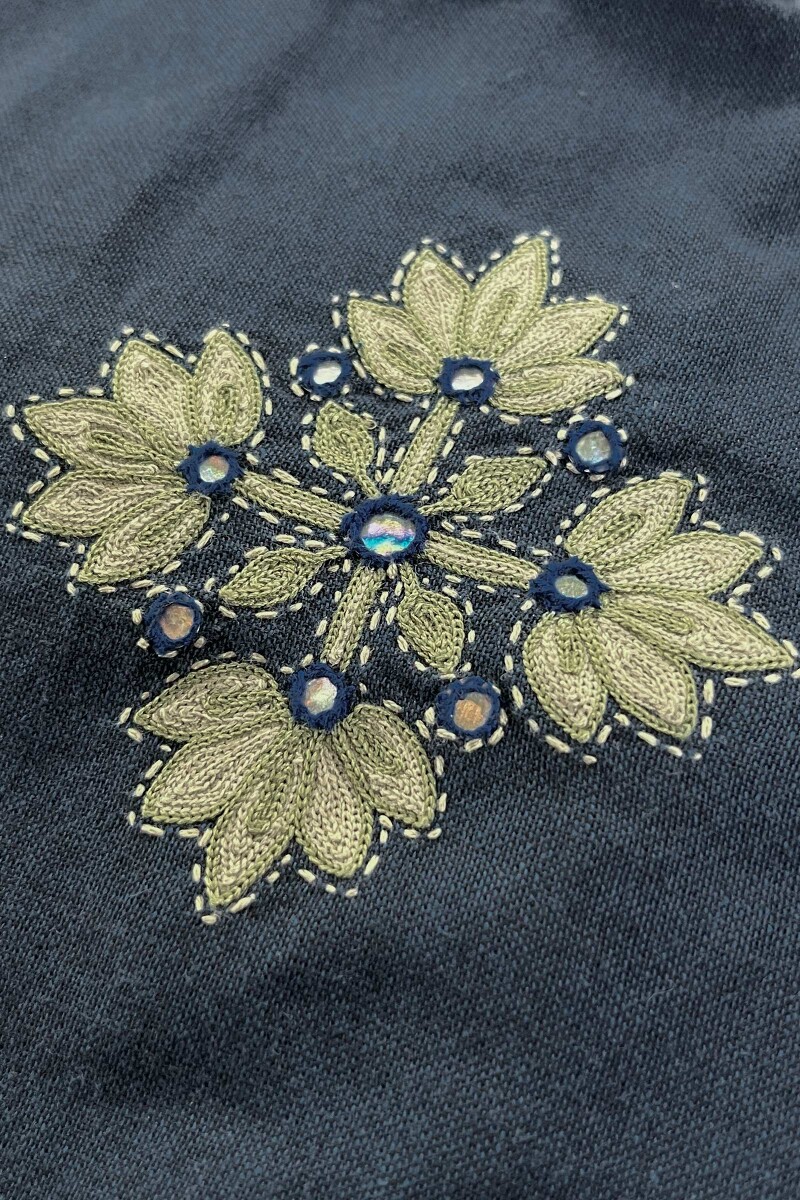 Blue Handcrafted Straight Cotton Kurta