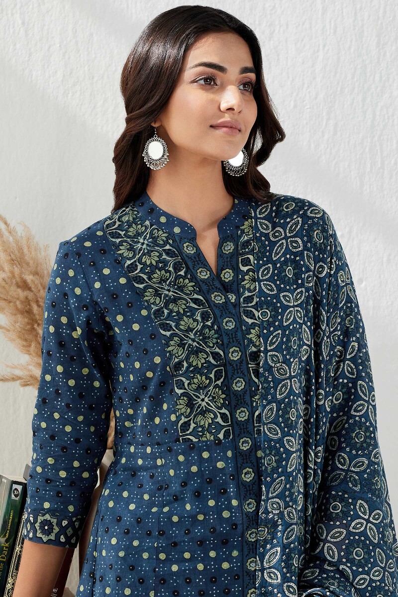 Ajrak Hand Block Printed A-Line Cotton Kurta