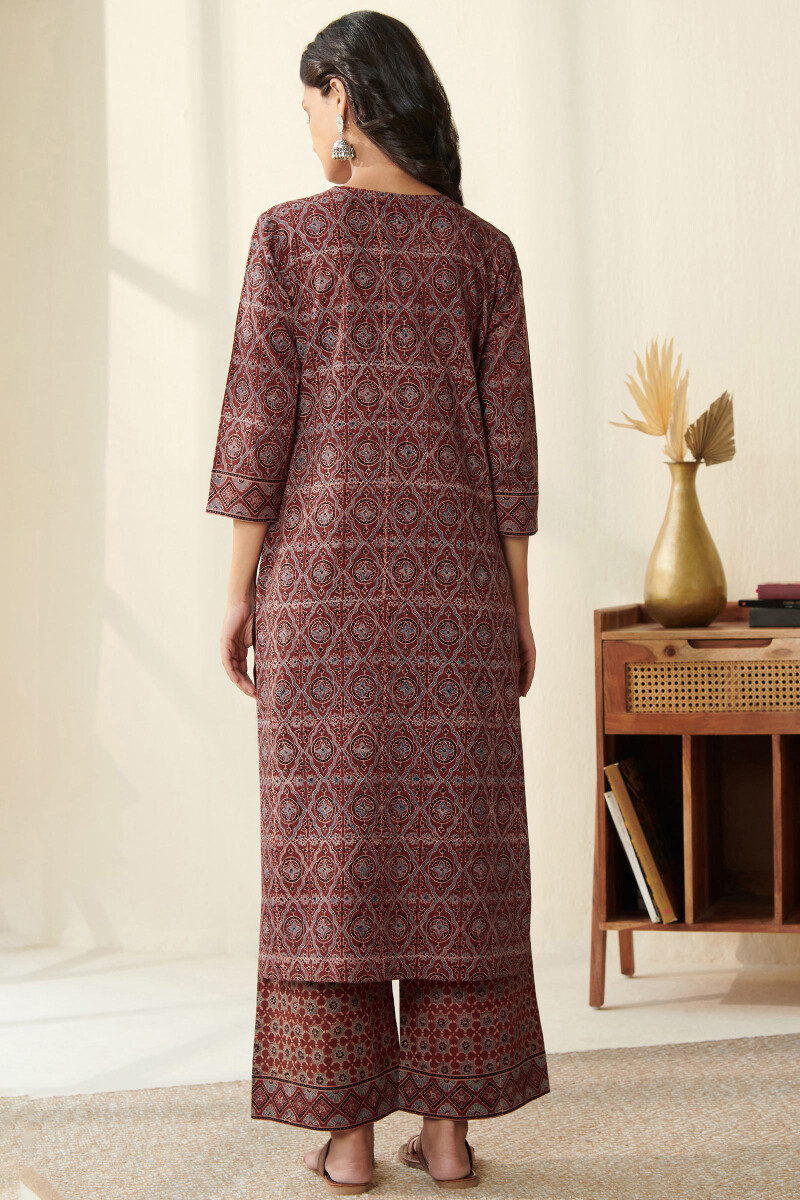 Ajrak Hand Block Printed Straight Cotton Kurta