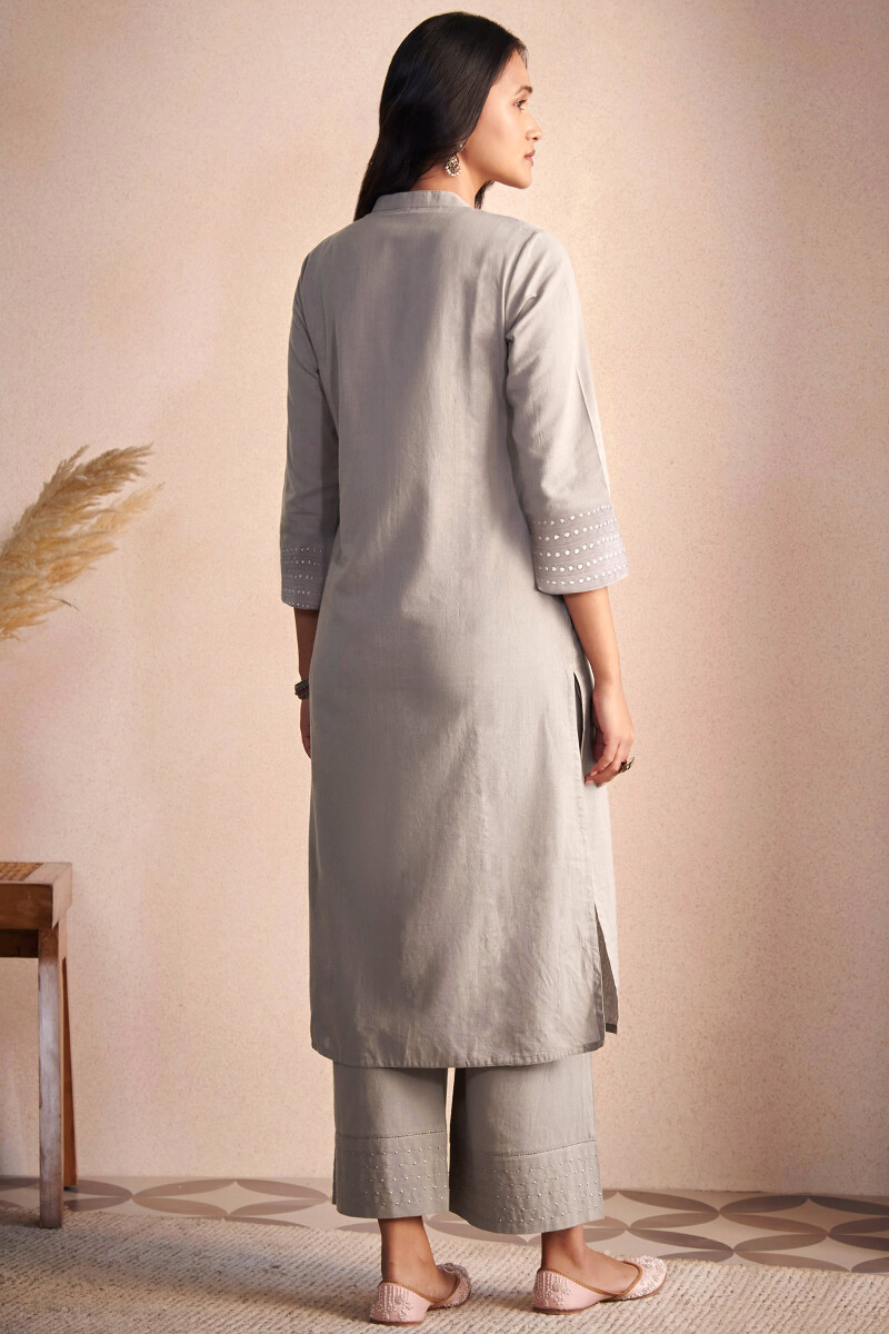 Beige Handcrafted Straight Handloom Kurta