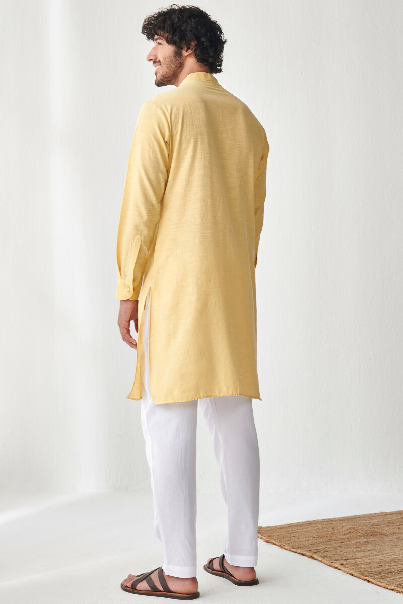 Yellow Handcrafted Cotton Kurta