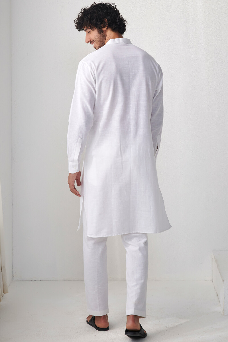 White Handcrafted Cotton Kurta