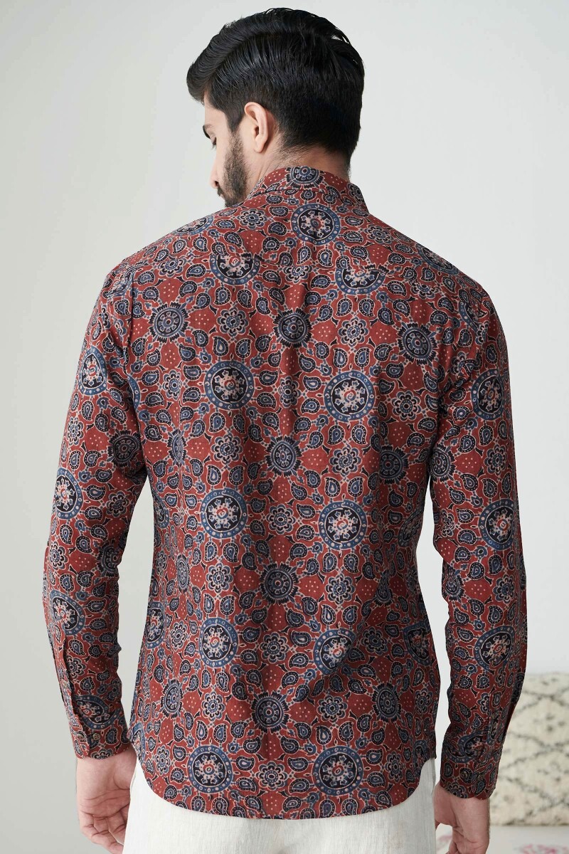 Ajrak Hand Block Printed Cotton Shirt