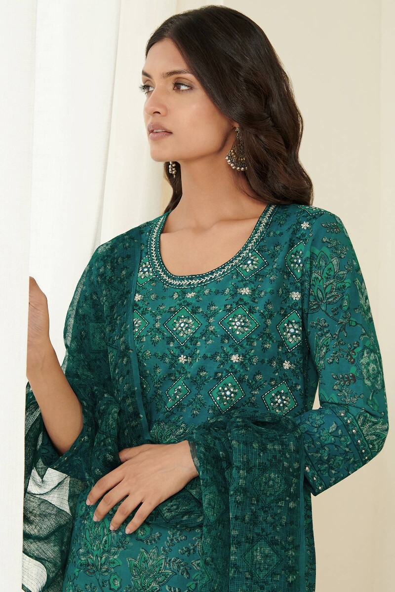 Akola Hand Block Printed Straight Cotton Kurta