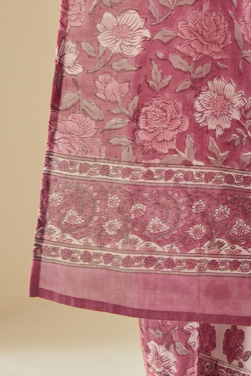 Pink Hand Block Printed Cotton Dupatta