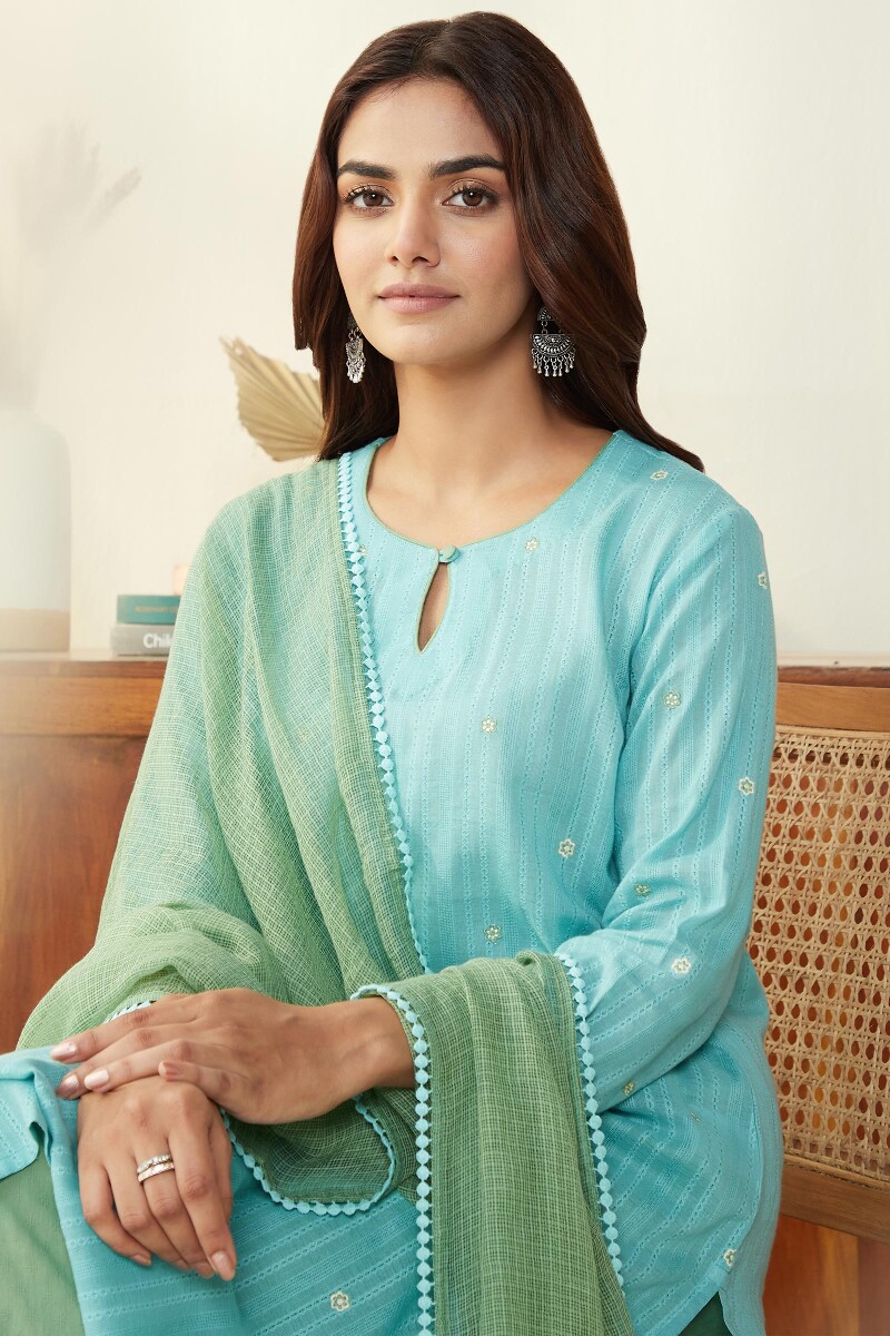Purple Handcrafted Straight Cotton Dobby Kurta