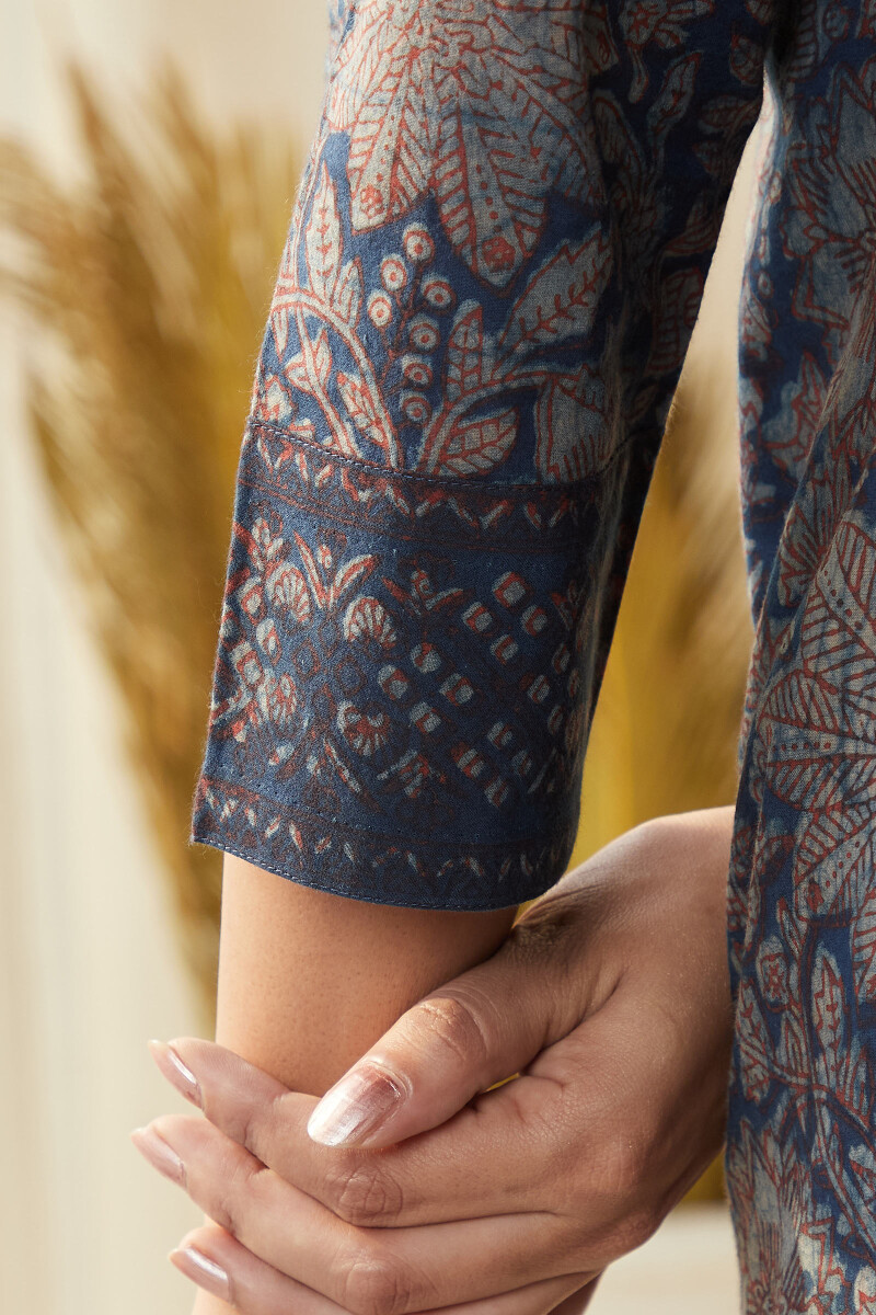 Akola Hand Block-Printed Straight Cotton Kurta