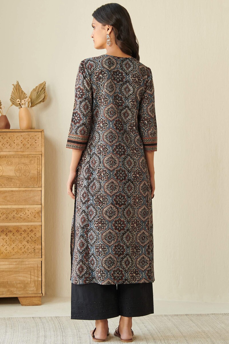 Ajrak Hand Block Printed Straight Cotton Kurta
