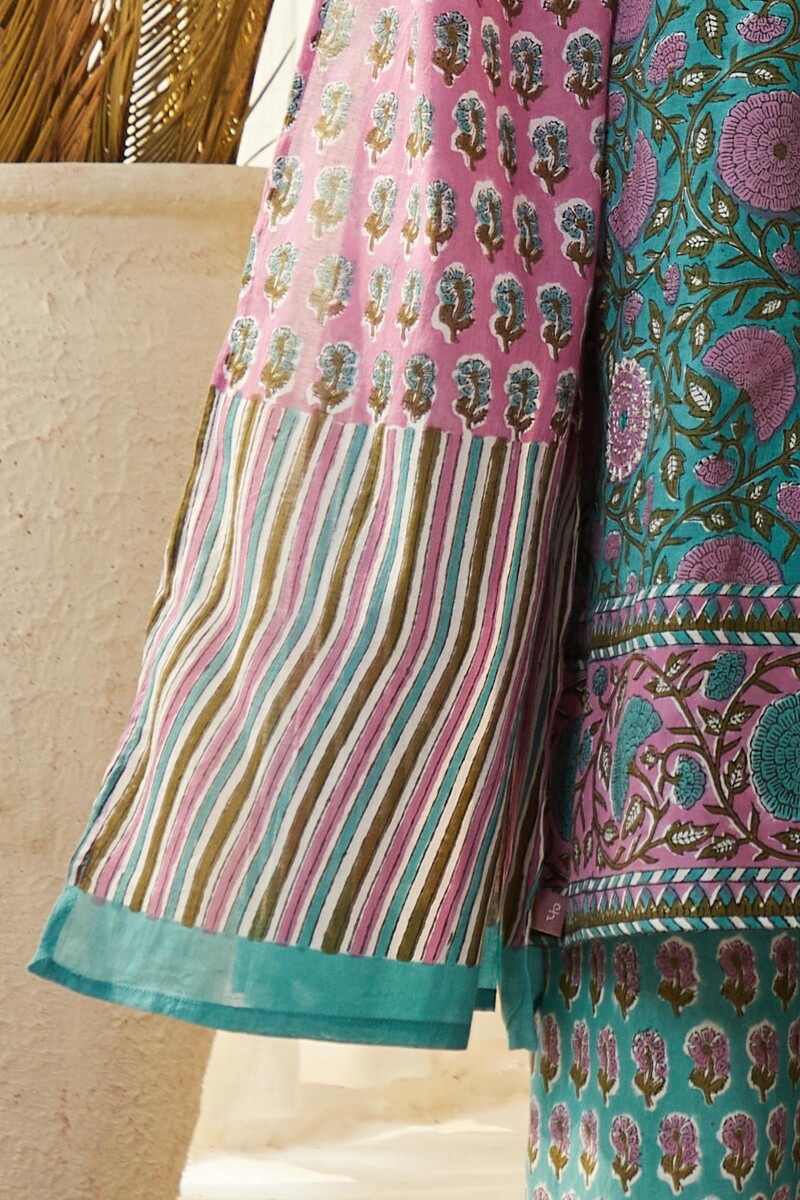 White Hand Block Printed Cotton Dupatta