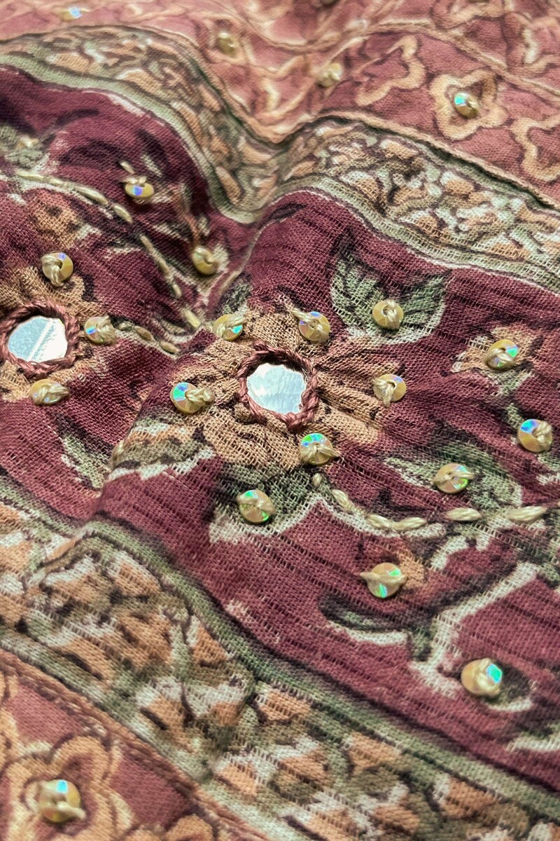 Maroon Hand Block Printed Straight Cotton Kurta