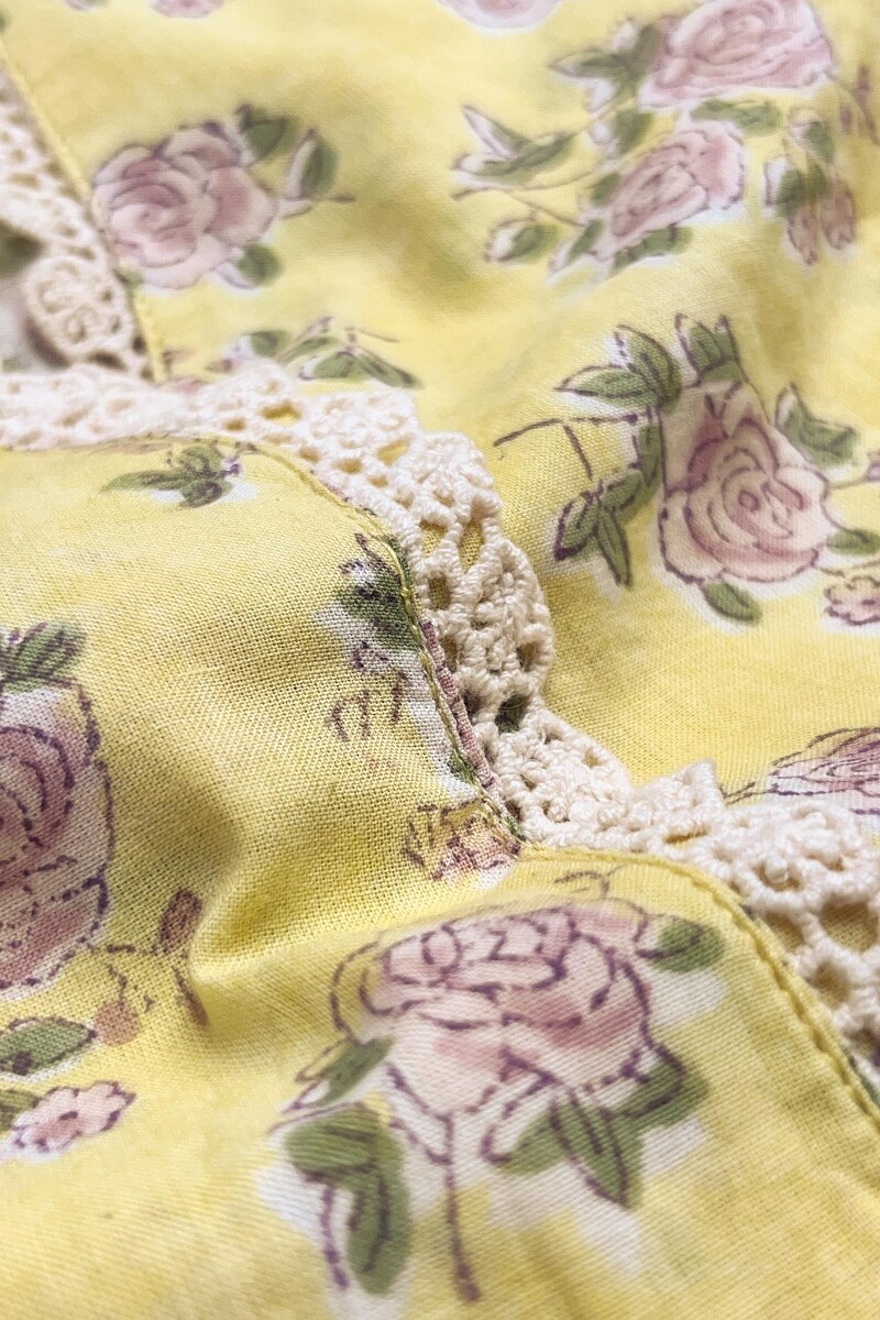 Yellow Hand Block Printed A-Line Cotton Kurta