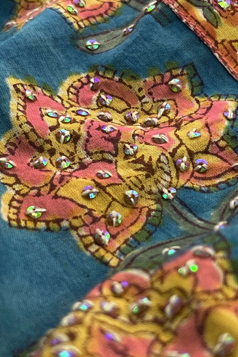 Blue Hand Block-Printed Straight Cotton Kurta