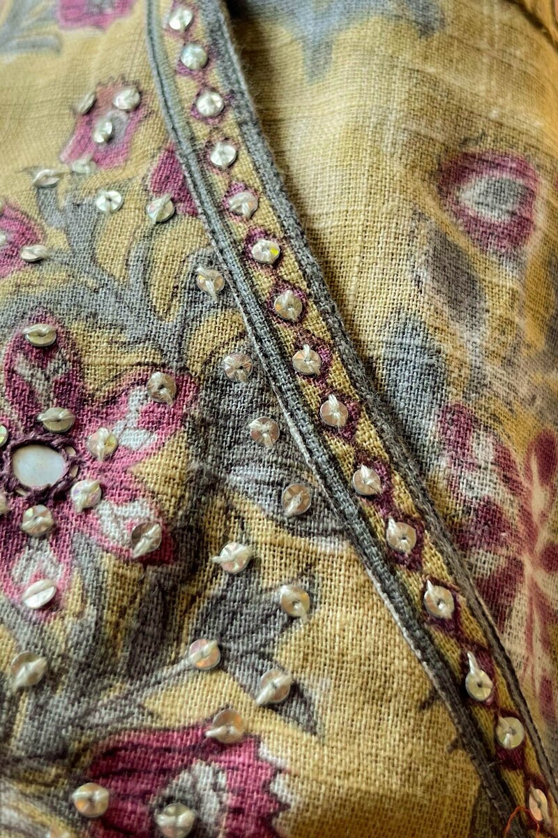 Mustard Hand Block-Printed Straight Cotton Slub Kurta