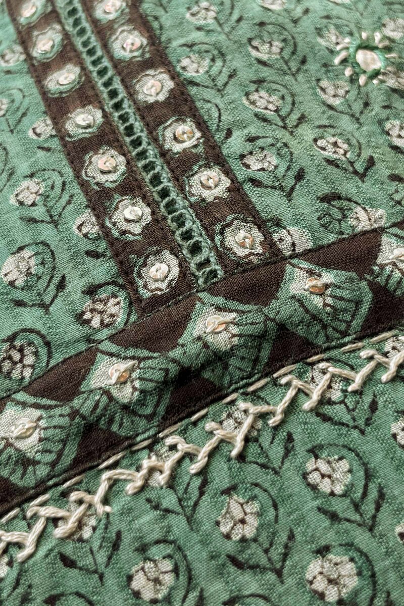 Bagru Hand Block-Printed Straight Cotton Dobby Kurta