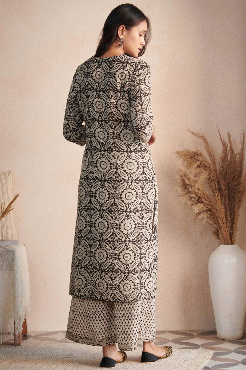 Bagru Hand Block-Printed Straight Modal Kurta