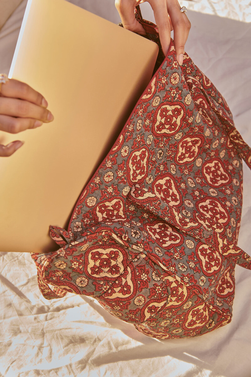 Ajrak Hand Block-Printed Cotton Duffel Bag