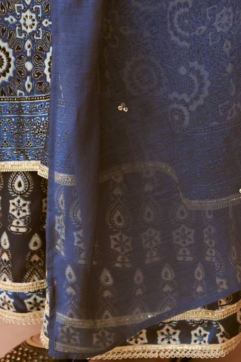 Indigo Handcrafted Cotton Silk Dupatta