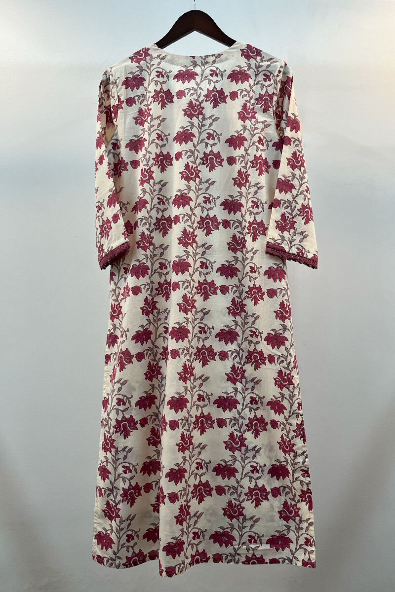 FG Specials: 1 of 1- Off-White Hand Block-Printed Cotton Kurta