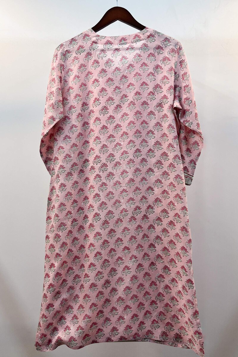 FG Specials: 1 of 1- Pink Hand Block-Printed Modal Kurta