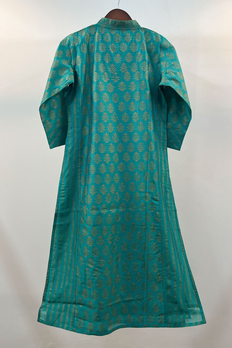 FG Specials: 1 Of 1- Teal Handcrafted Chanderi Kurta