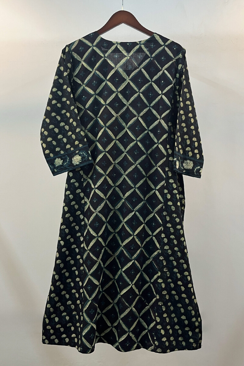 FG Specials: 1 Of 1 - Black Hand Block-Printed Bagru Cotton Kurta