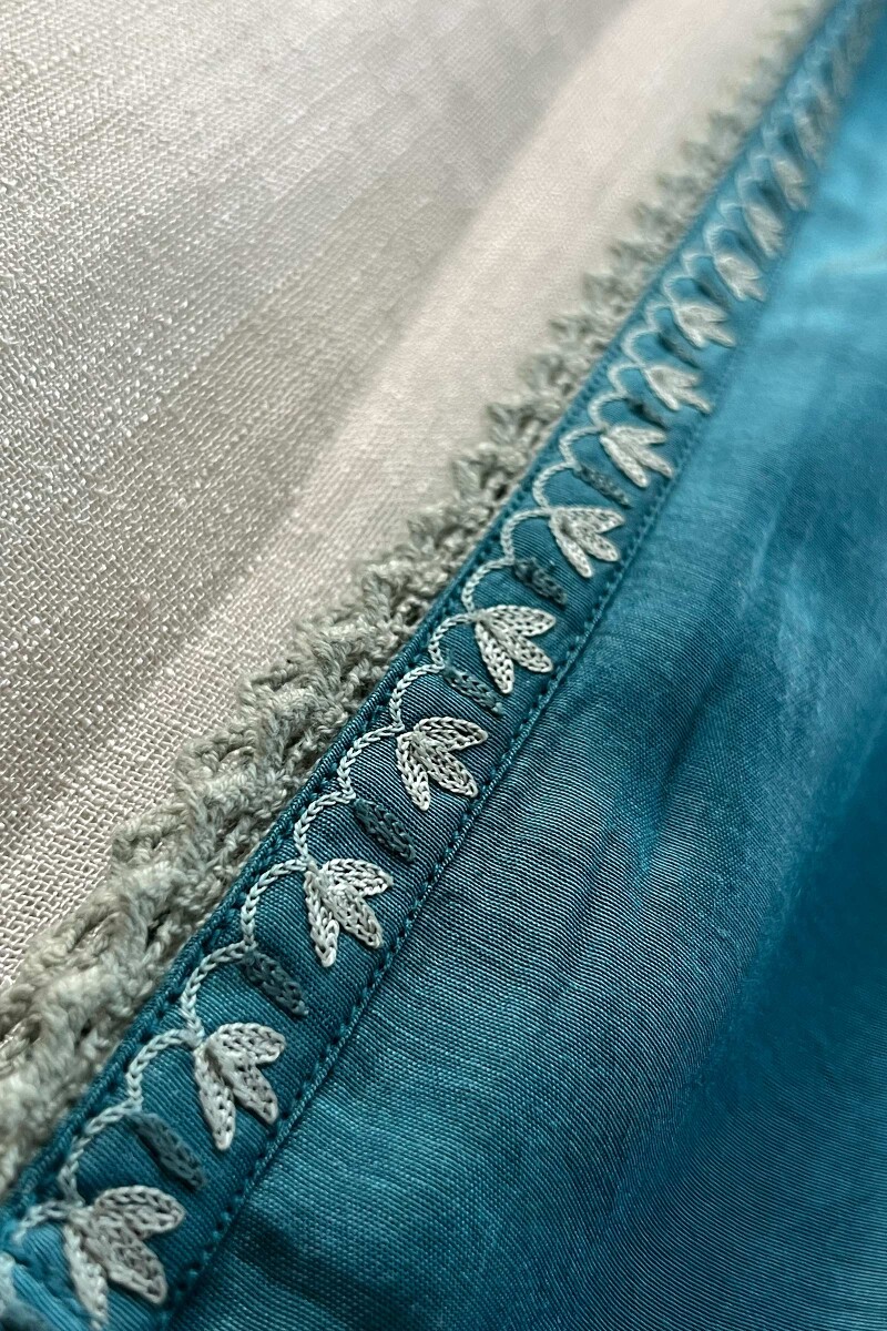 FG Specials: 1 Of 1- Teal Handcrafted Silk Kurta