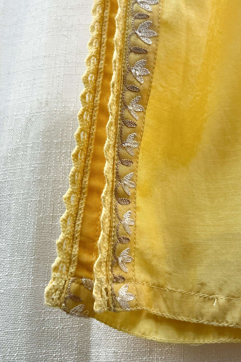 FG Specials: 1 Of 1- Yellow Handcrafted Silk Kurta