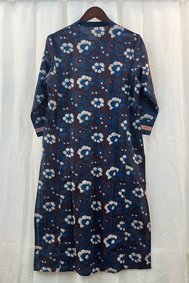 FG Specials: 1 of 1- Blue Hand Block-Printed Straight Cotton Kurta