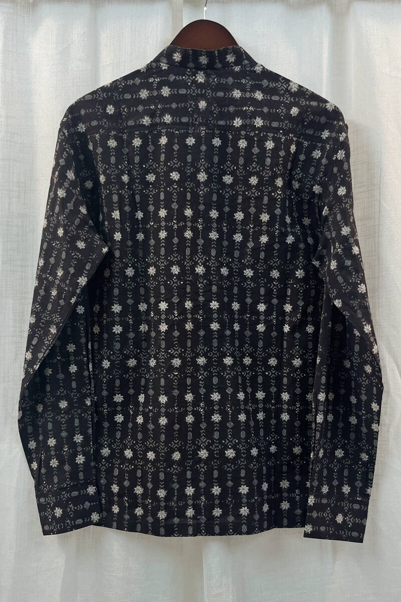 FG Specials: 1 Of 1- Men's Black Hand Block-Printed Cotton Shirt