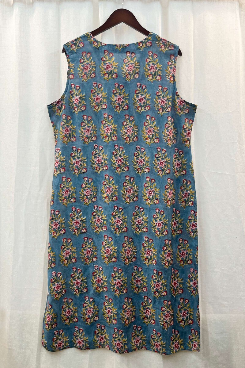 FG Specials: 1 of 1- Blue Hand Block-Printed Modal Kurta