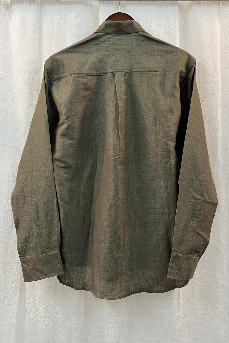FG Specials: 1 Of 1- Men's Green Handcrafted Cotton Linen Shirt