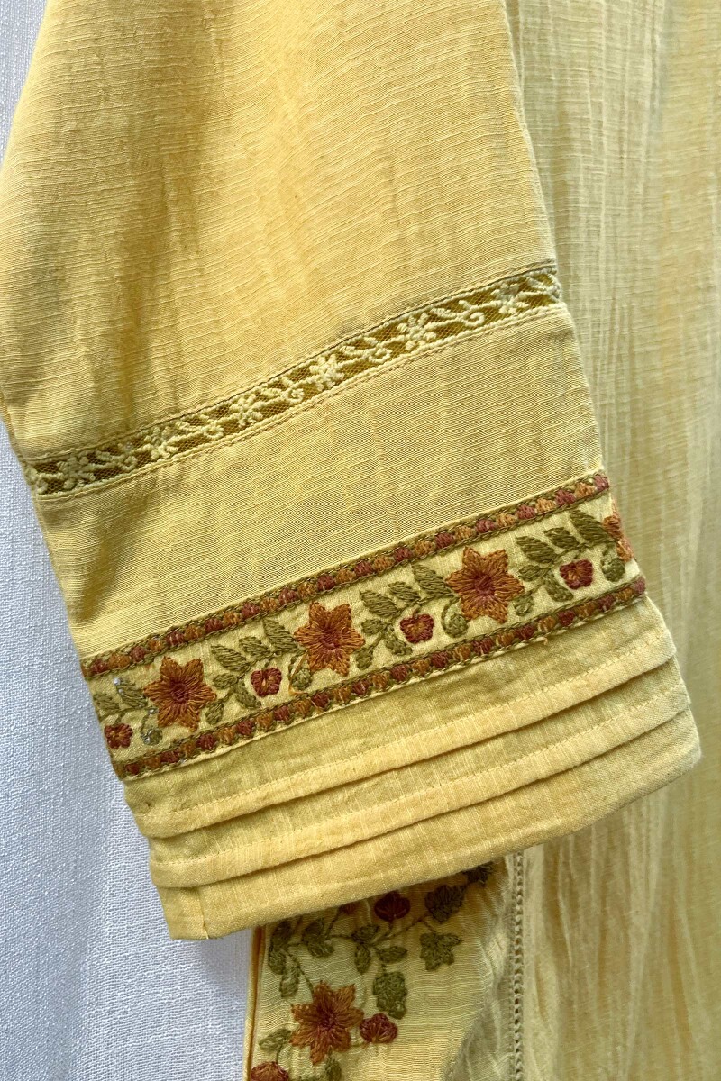 FG Specials: 1 Of 1- Yellow Handcrafted Rayon Slub Kurta and Pants