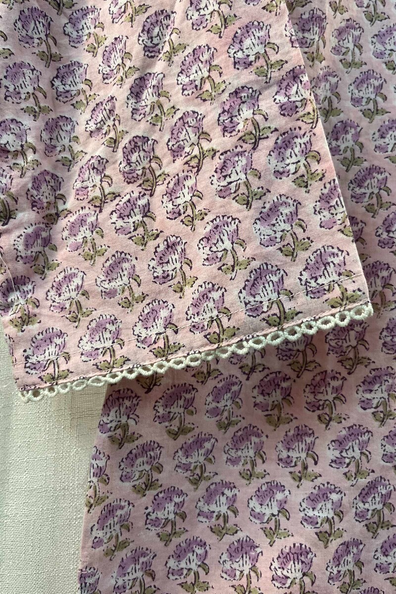 FG Specials: 1 Of 1- Pink Hand Block-Printed Modal Loungewear Set