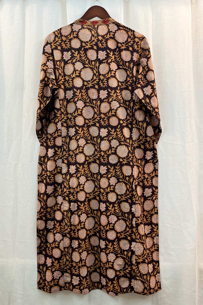 Black Hand Block-Printed Straight Cotton Kurta