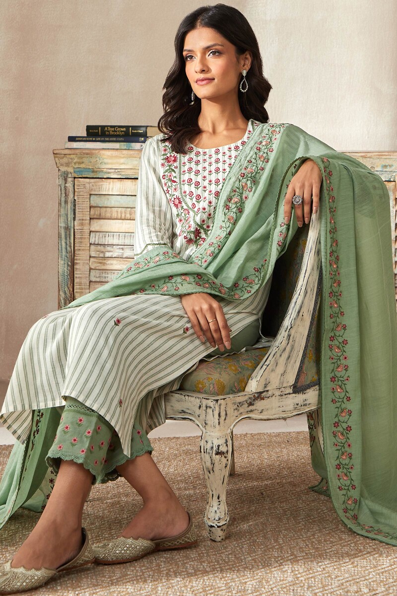 Off-White Handcrafted Straight Cotton Kurta
