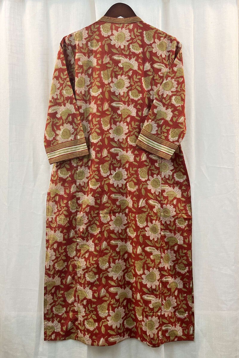 FG Specials: 1 of 1- Red Hand Block-Printed Straight Cotton Kurta