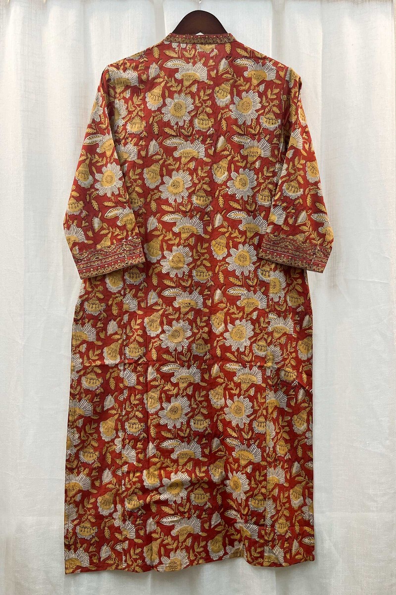 FG Specials: 1 of 1- Red Hand Block-Printed Cotton Kurta