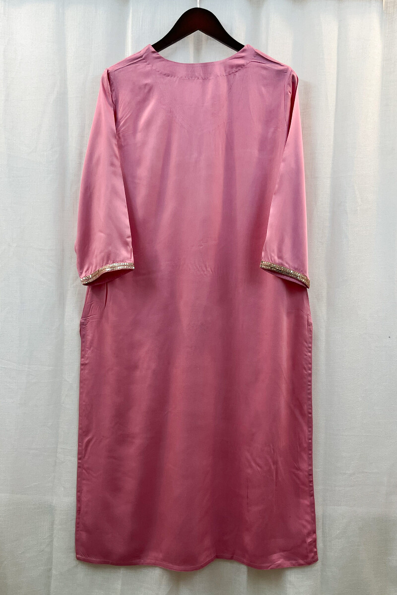 Pink Handcrafted Viscose Kurta