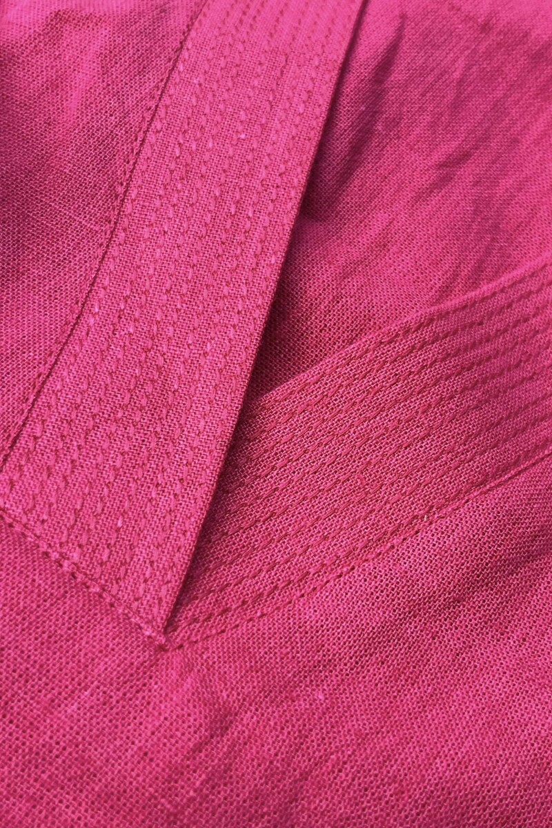 Rani Pink Handcrafted Straight Cotton Flax Kurta